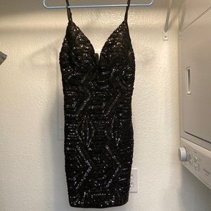 Windsor Black Sequin Spaghetti Strap Dress